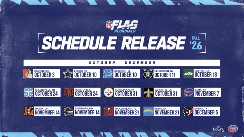 NFL FLAG sets fall 2026 regional schedule, opens October 3 in Cleveland